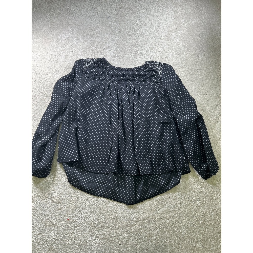Xhilaration Women's Black L Polka Dot Long Sleeve Blouse WhimsiGoth
